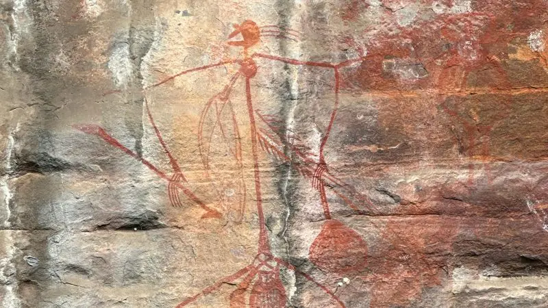 Aboriginal rock art in Kakadu and Arnhem land seen on a Peterpans Adventure Travel Northern Territories tour