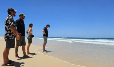 backpackers exploring K'gari at central station with Peterpans