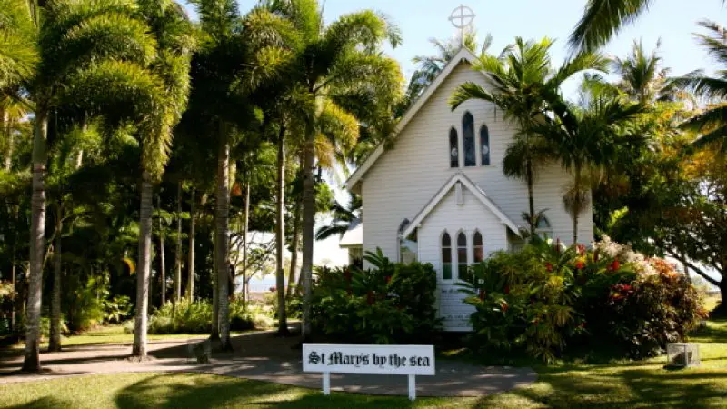 Picturesque small white chapel labelled 