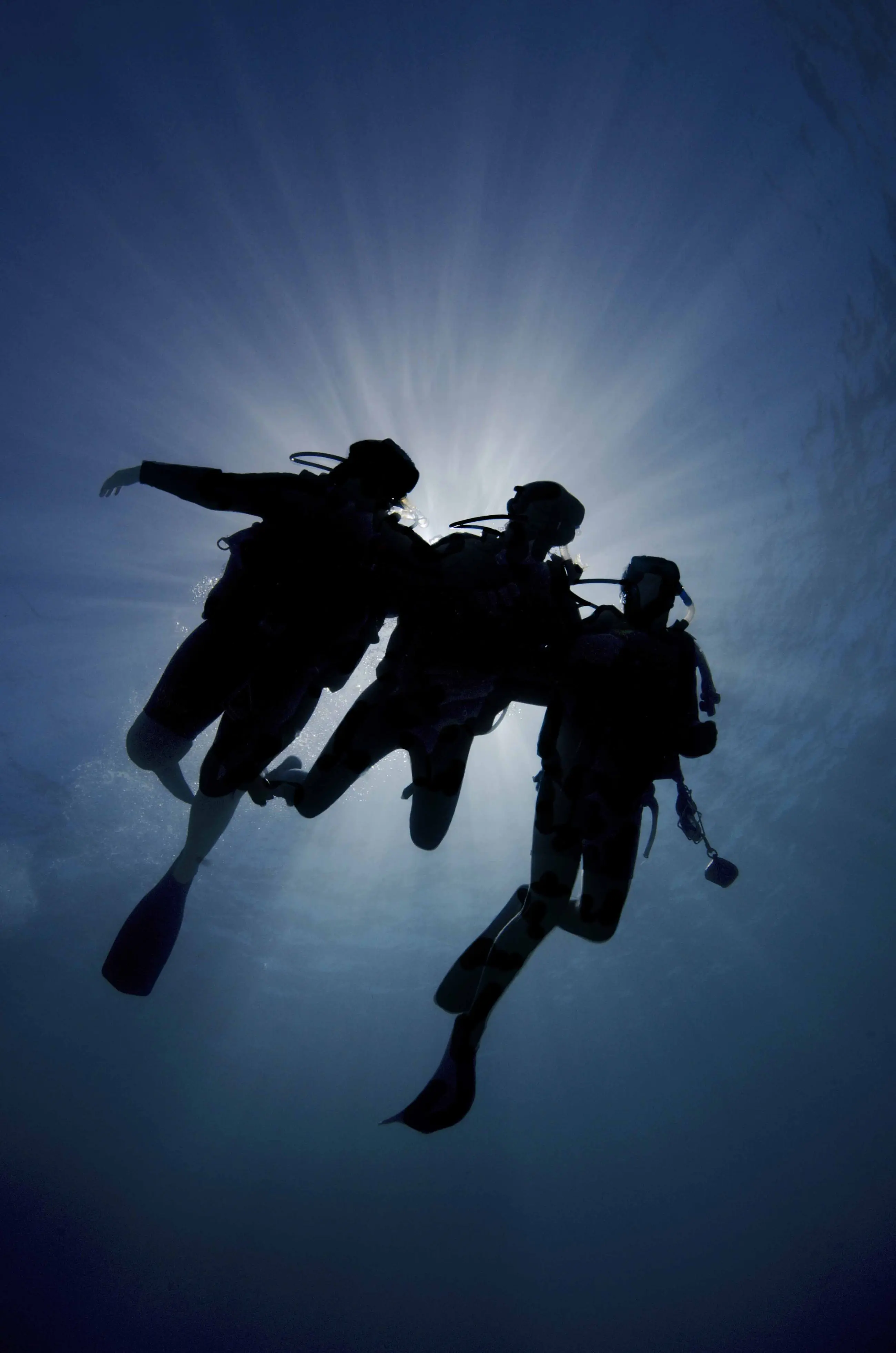 three divers in the ocean