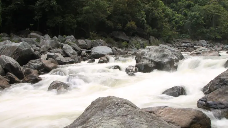 Thrilling Barron River rafting adventure near Port Douglas—fast white water, rugged rocks, lush rainforest, perfect for outdoor enthusiasts.