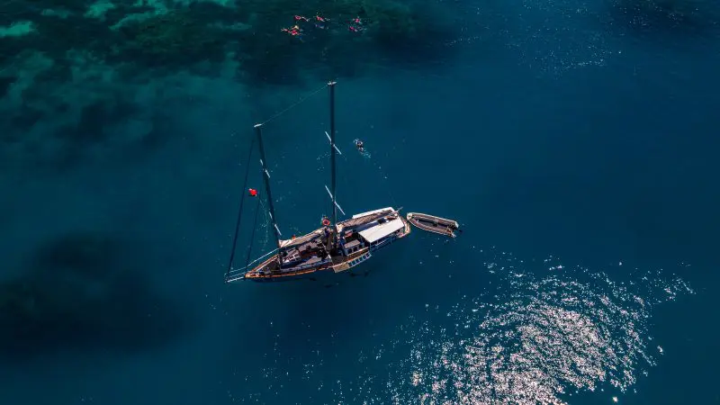 ocean free boat in the ocean at Great Barrier Reef