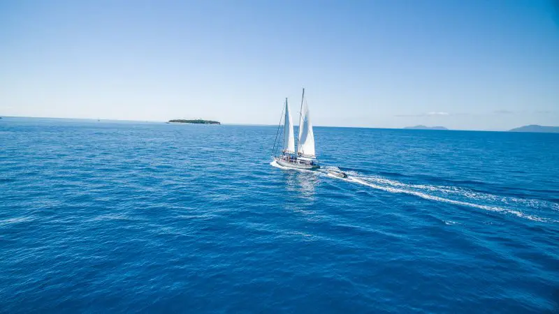 Ocean free boat in the ocean at Great Barrier Reef