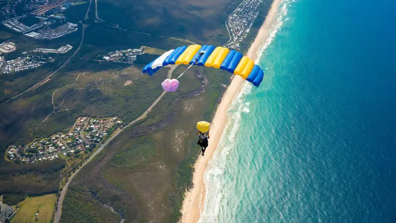 Experience the thrill of a 15,000ft tandem skydive with Skydive Noosa, soaring over stunning Australian coastline and beaches.