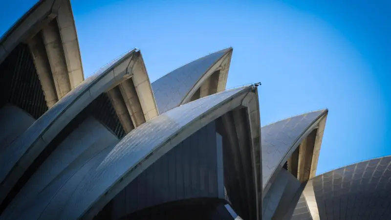 Up-close view of Sydney Opera House sails, an iconic landmark and must-see attraction on top-rated Sydney Harbour catamaran cruises.