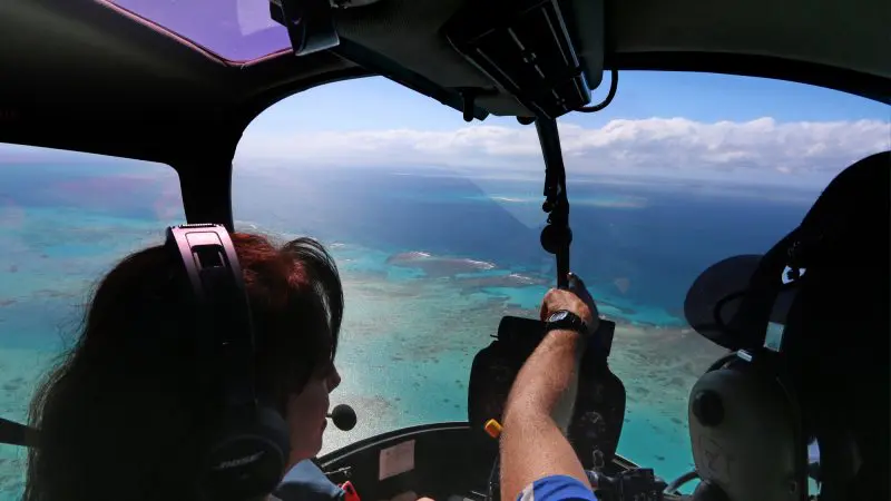Experience breath-taking views of turquoise sea and vibrant coral reefs through the helicopter cockpit on a 30 Minute Inner Reef flight.