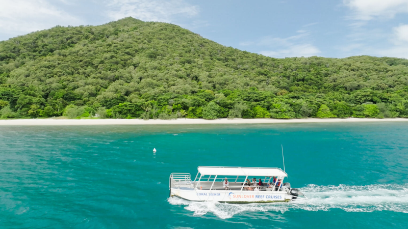 Fitzroy island with boat