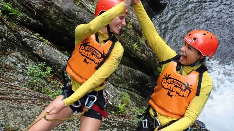 high five after Crystal Cascades Canyoning