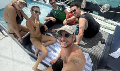 A group of backpackers having fun on the Great Escape East Coast Australia tour