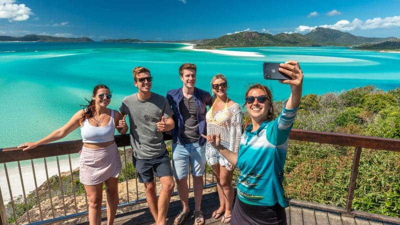 Group picture at whitehaven beach lookout