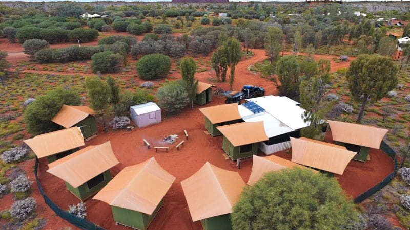 Picture of Campsite with safari tents at Uluru as part of group tour around the red centre