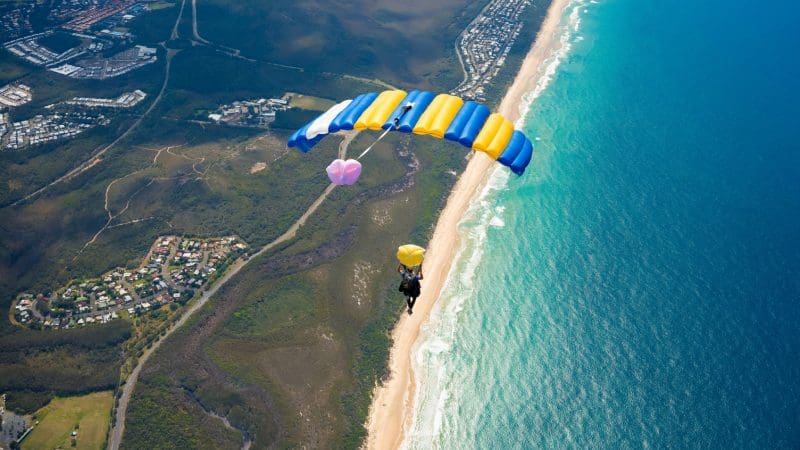 Experience the thrill of a 15,000ft tandem skydive with Skydive Noosa, soaring over stunning Australian coastline and beaches.