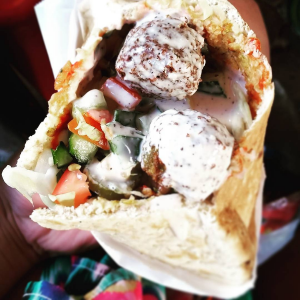 Wash down falafel with beer at Orgasmic Falafel Orgasmic Falafel Byron Bay